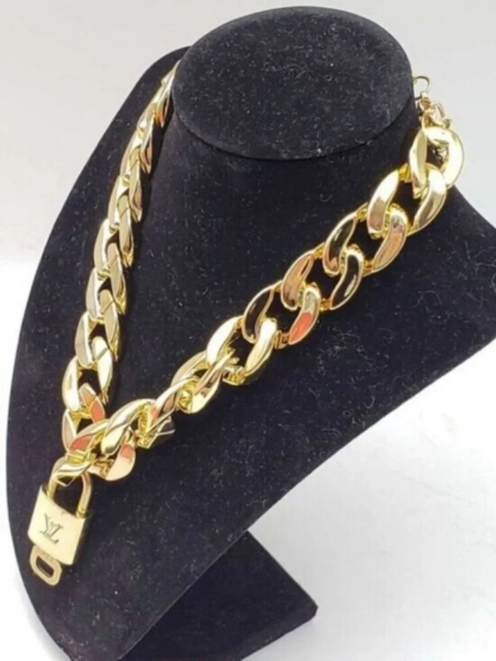 Gold-Plated Necklace with Authentic Louis Vuitton Padlock